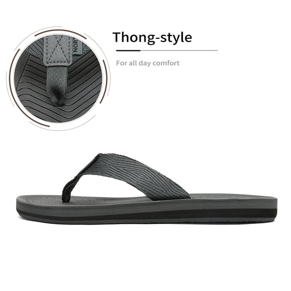 Men's Slip-On Canvas Flip Flops - DARK GREY - 3